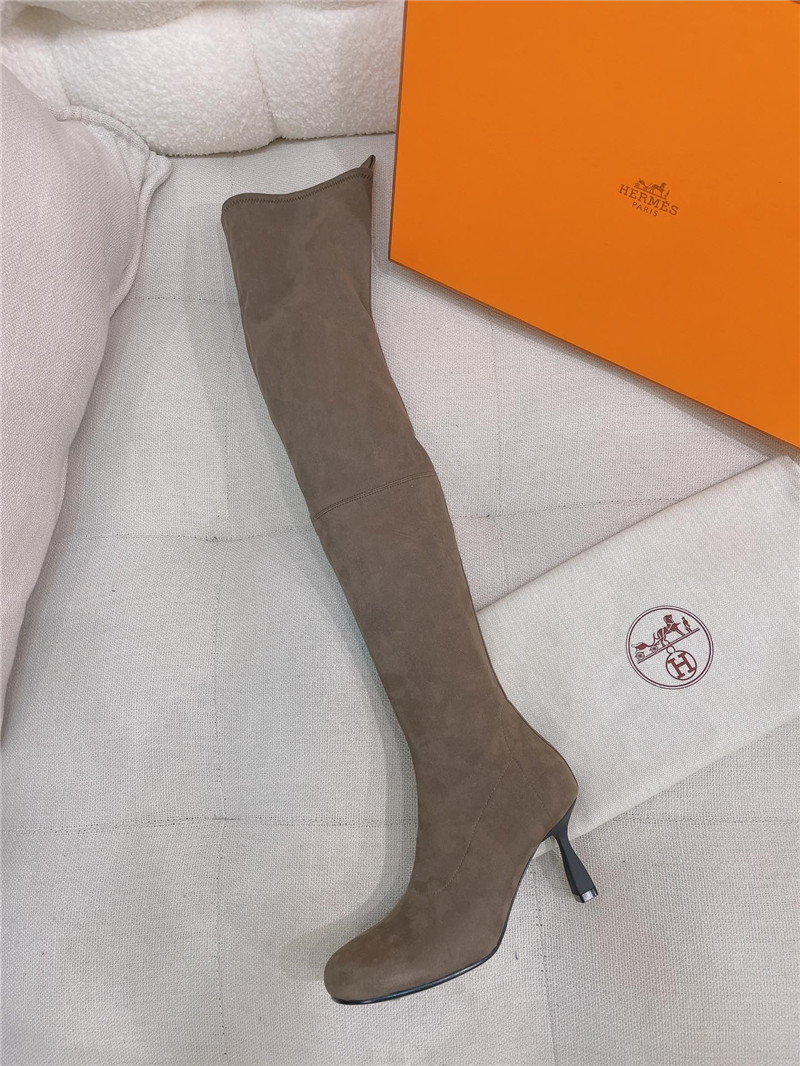 H**me5 women’s beige suede over-the-knee boots