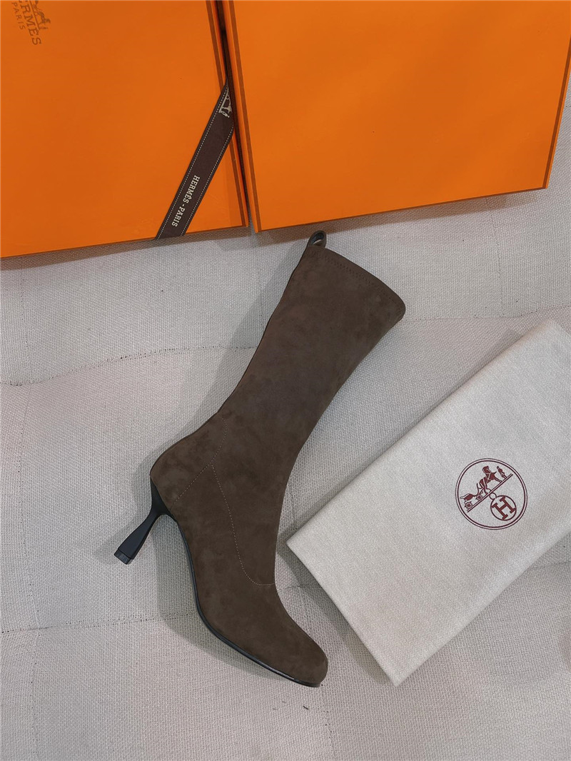 H**me5 women’s brown suede mid calf boots
