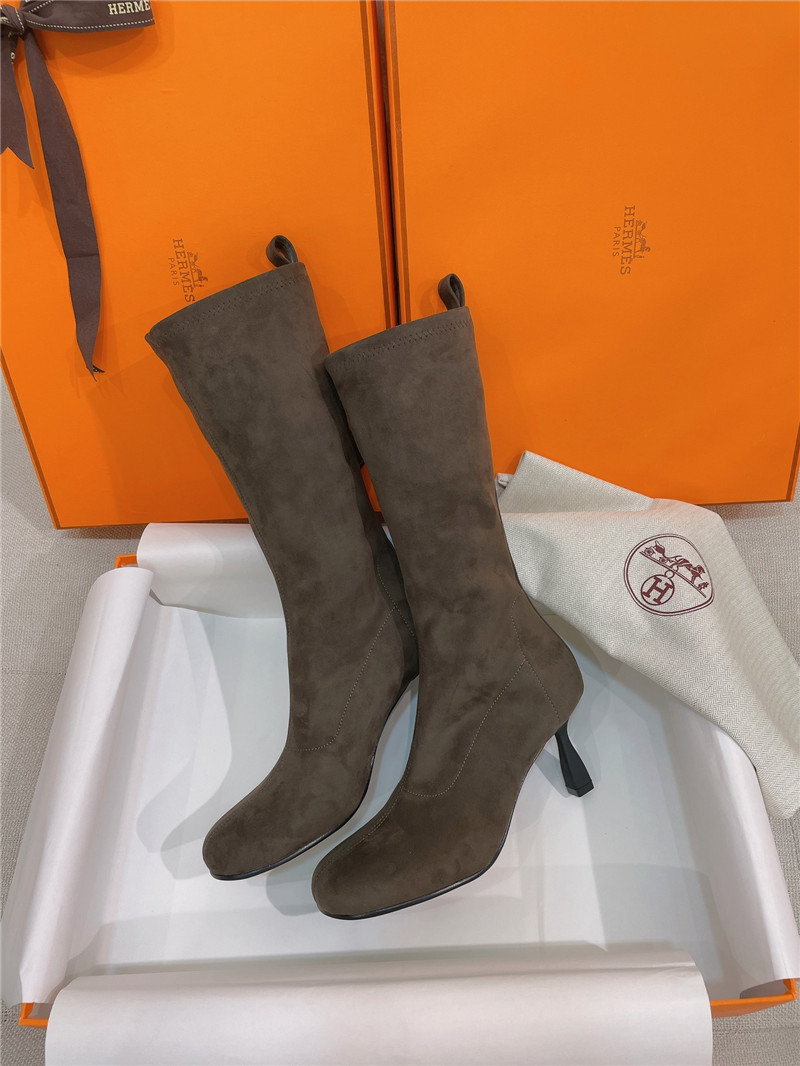 H**me5 women’s brown suede mid calf boots