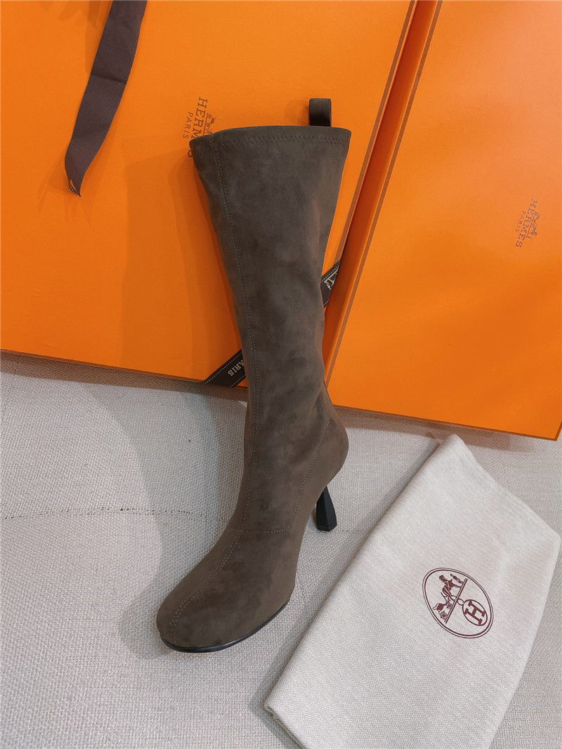 H**me5 women’s brown suede mid calf boots