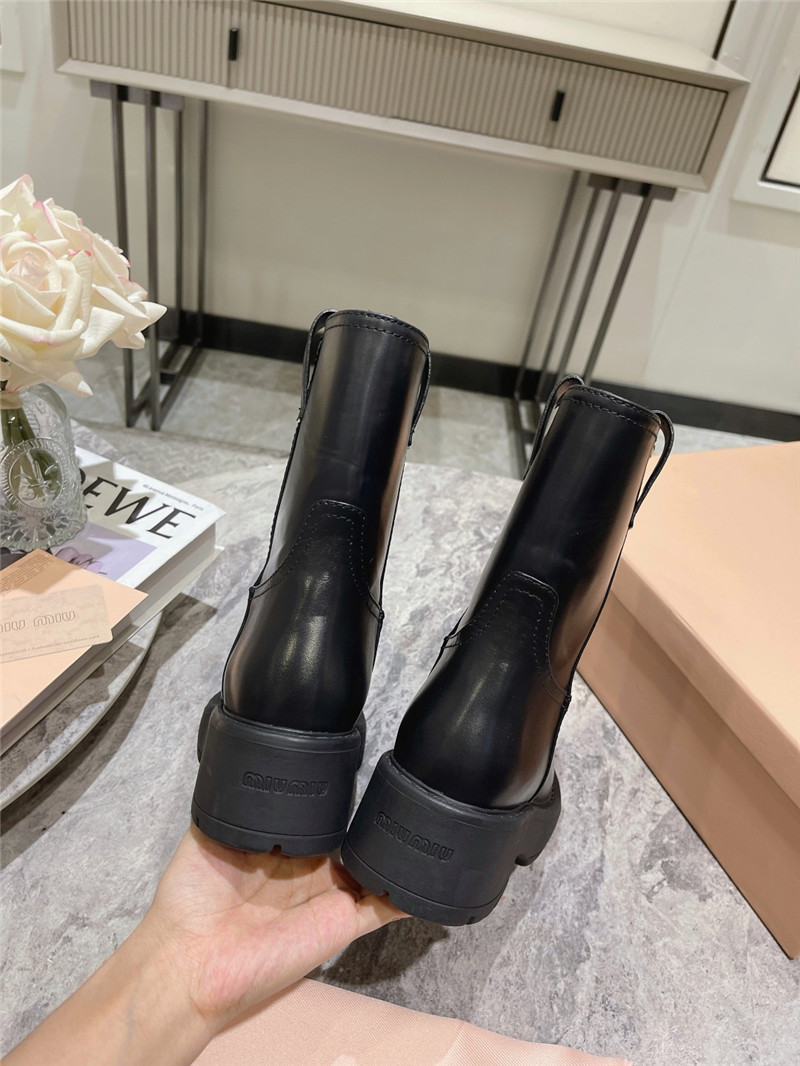 Miu Miu Fumé Leather Ankle Boots