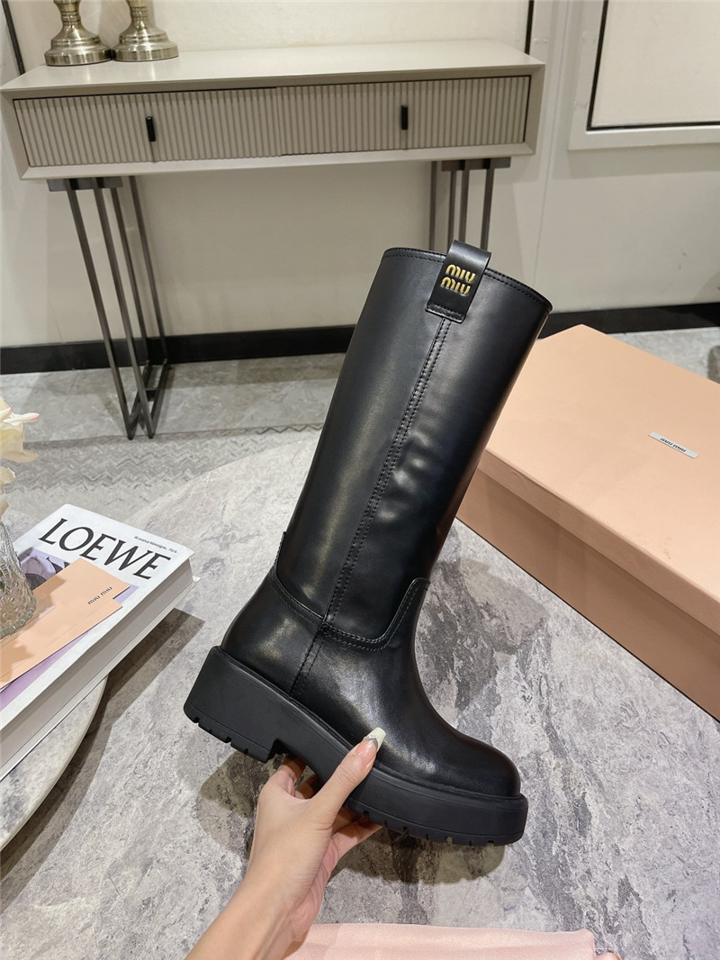 Miu Miu Fumé Knee-High Leather Boots