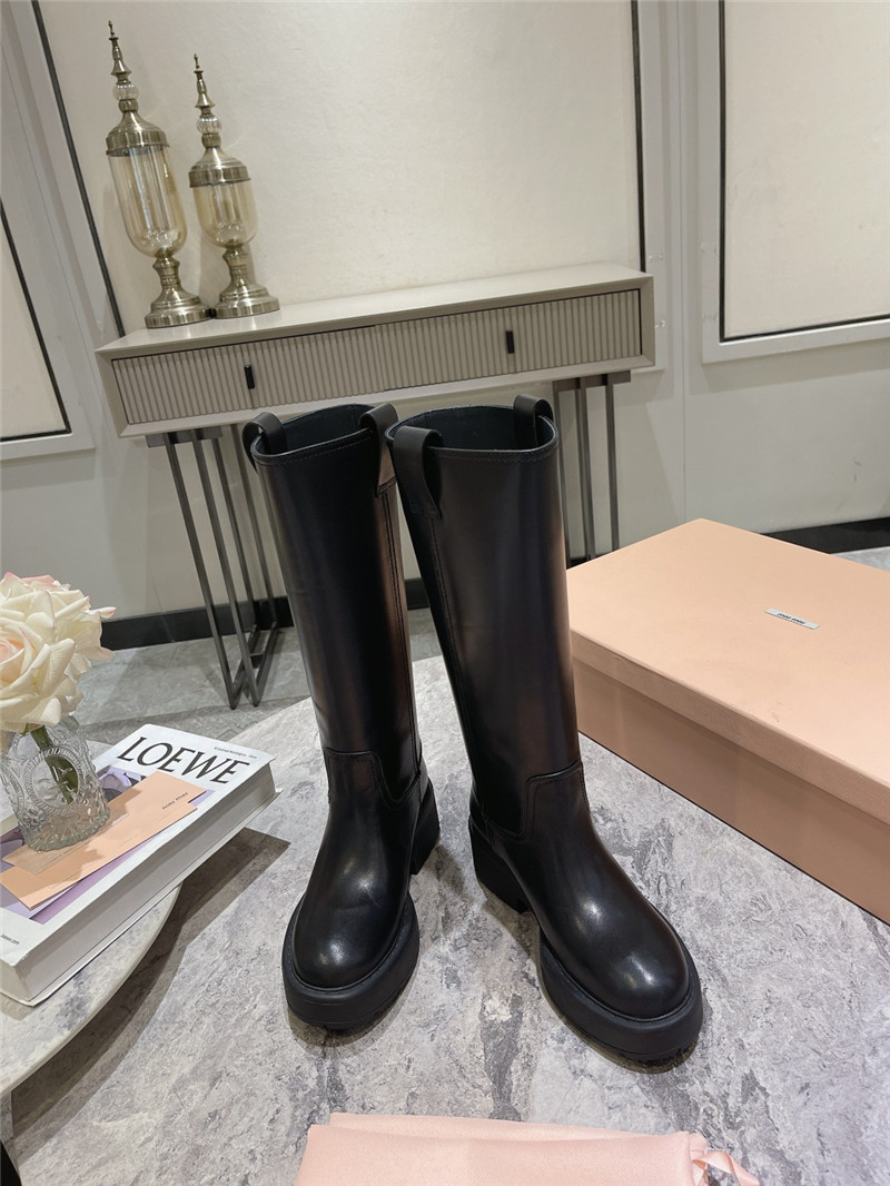 Miu Miu Fumé Knee-High Leather Boots