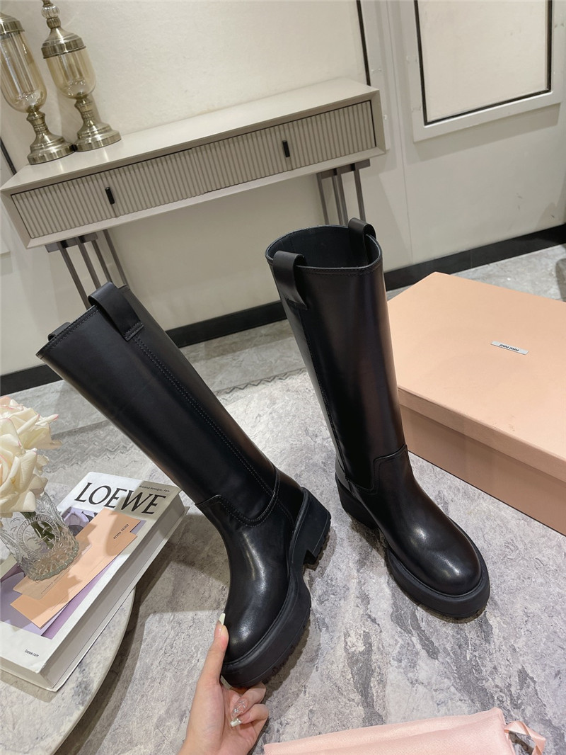 Miu Miu Fumé Knee-High Leather Boots