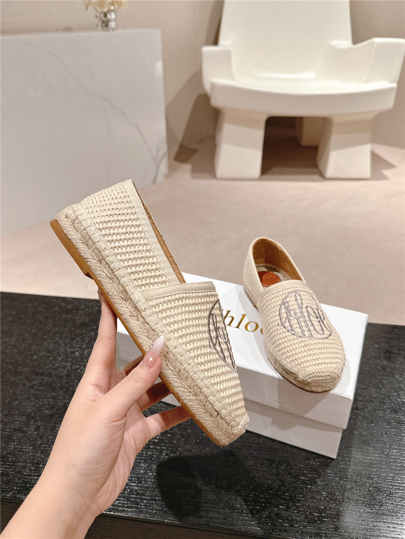 Chloé Isla Ivory Espadrille Raffia Fibre Loafers
