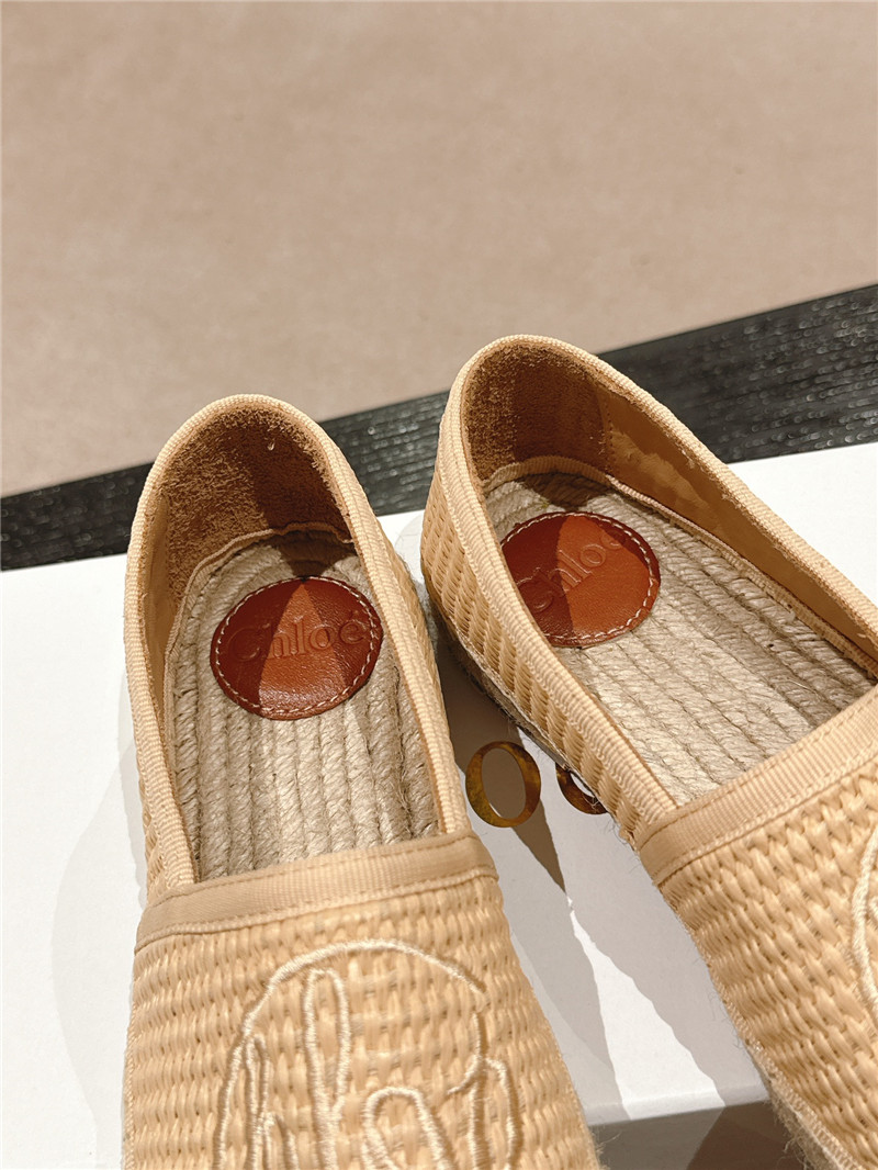 Chloé Isla Beige Espadrille Raffia Fibre Loafers