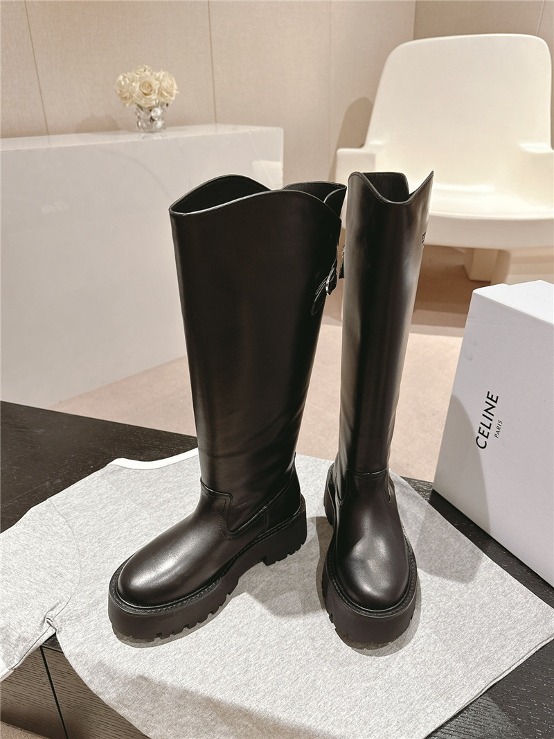 Ce1i*e side-buckle chunky knee-high boots