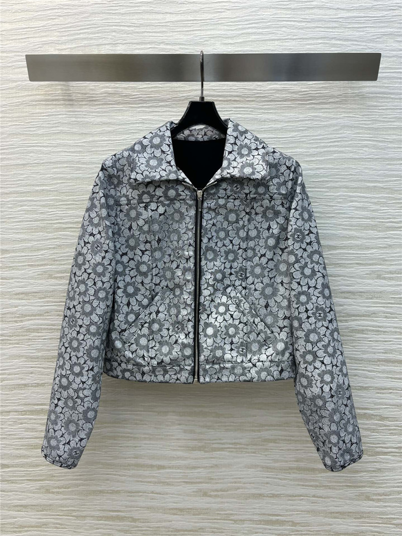 Ch**el logo sunflower denim jacket