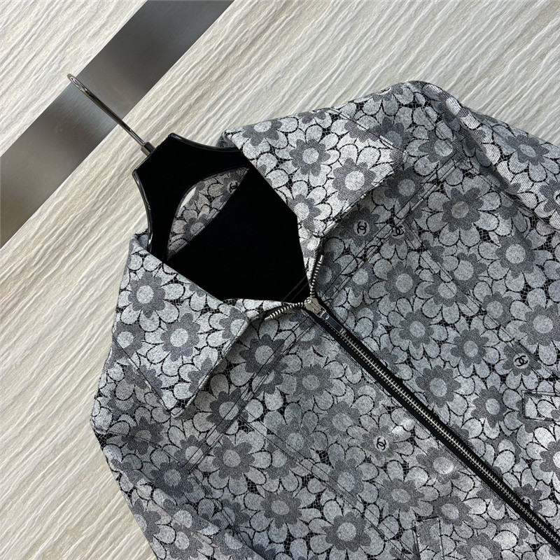 Ch**el logo sunflower denim jacket