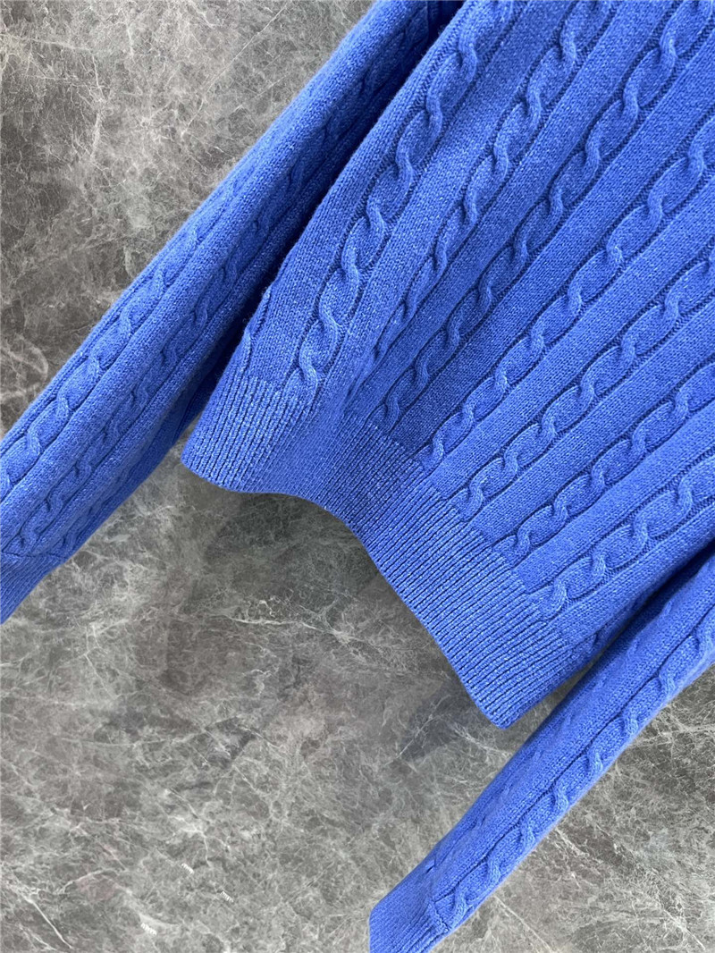 L0ew* crop cable wool sweater blue