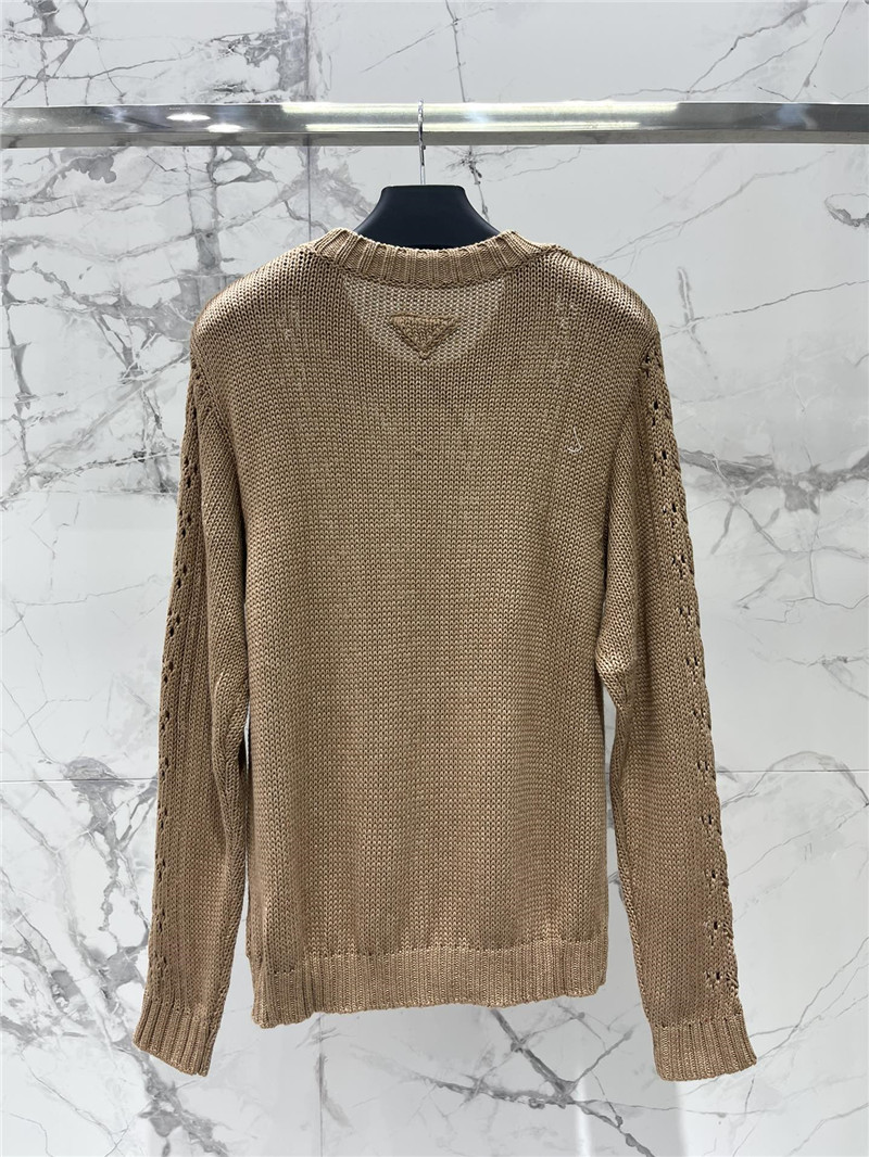 Pra*a open-knit pointelle sweater beige