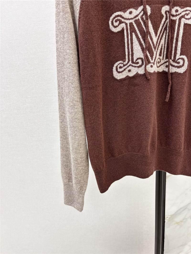 Vanitoo Logo-Intarsia Knit Hoodie Brown/Beige
