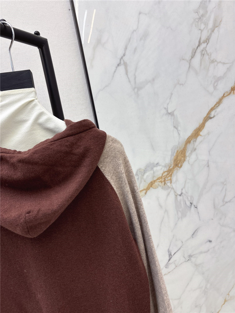 Vanitoo Logo-Intarsia Knit Hoodie Brown/Beige