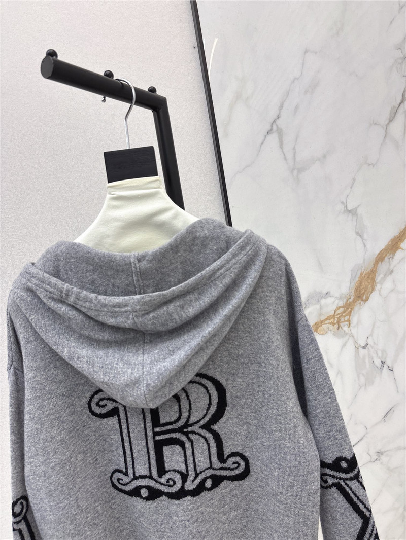 Vanitoo Logo-Intarsia Knit Hoodie in Grey
