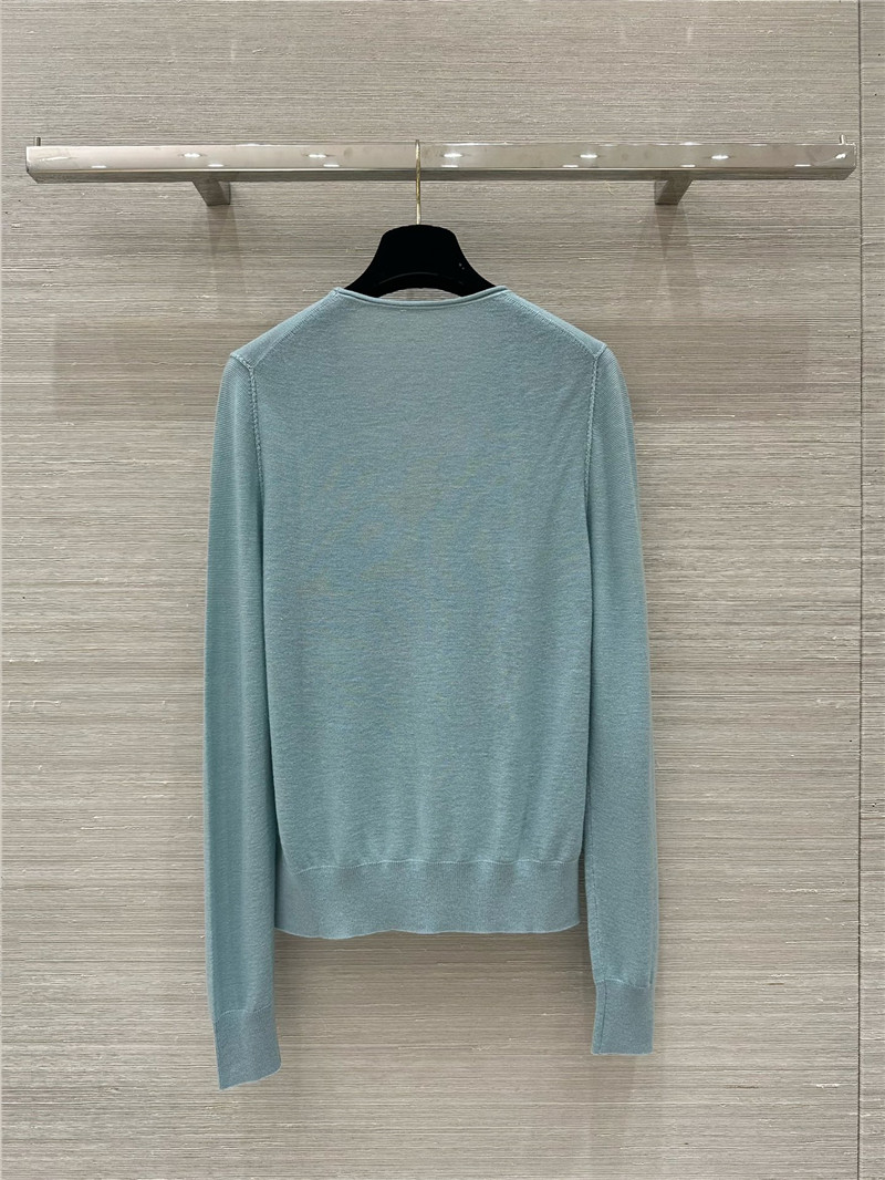 Y51 v-neck merino wool sweater cyan-blue