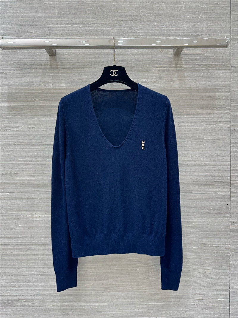 Y51 v-neck merino wool sweater blue