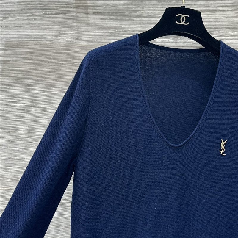 Y51 v-neck merino wool sweater blue