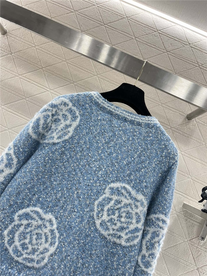Ch**el floral intarsia wool blend cardigan blue