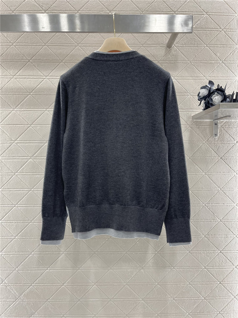 Miu Miu Contrast V-Neck Cardigan Grey