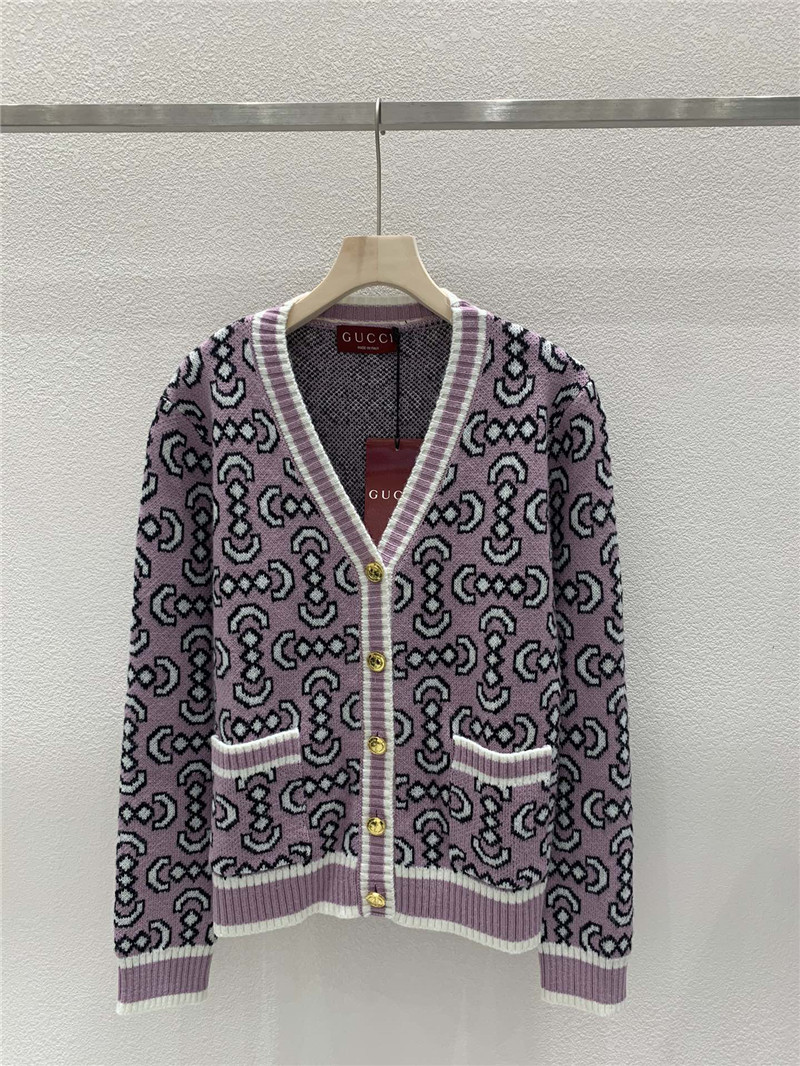 Gvc*1 v-neck oblique cardigan pink/black