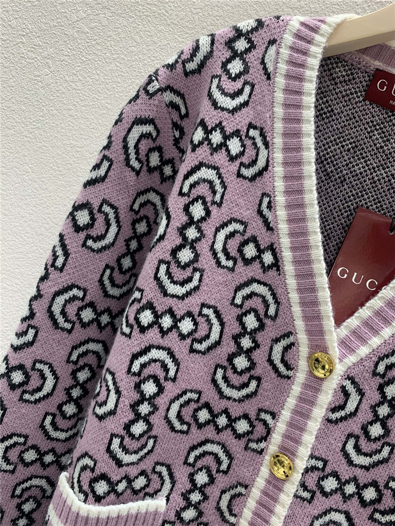 Gvc*1 v-neck oblique cardigan pink/black