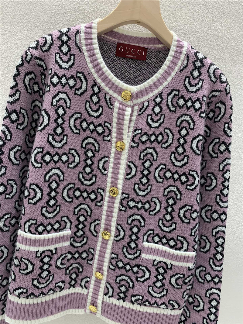 Gvc*1 crewneck oblique cardigan pink/black