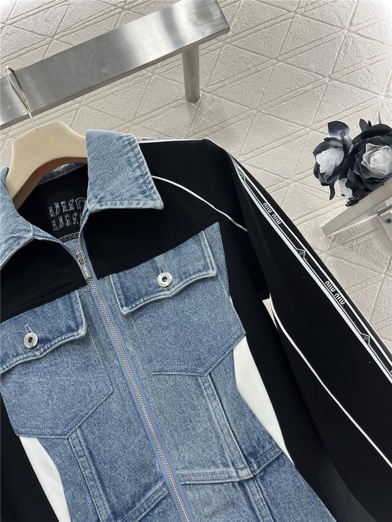 M1um1u contrast color denim jacket