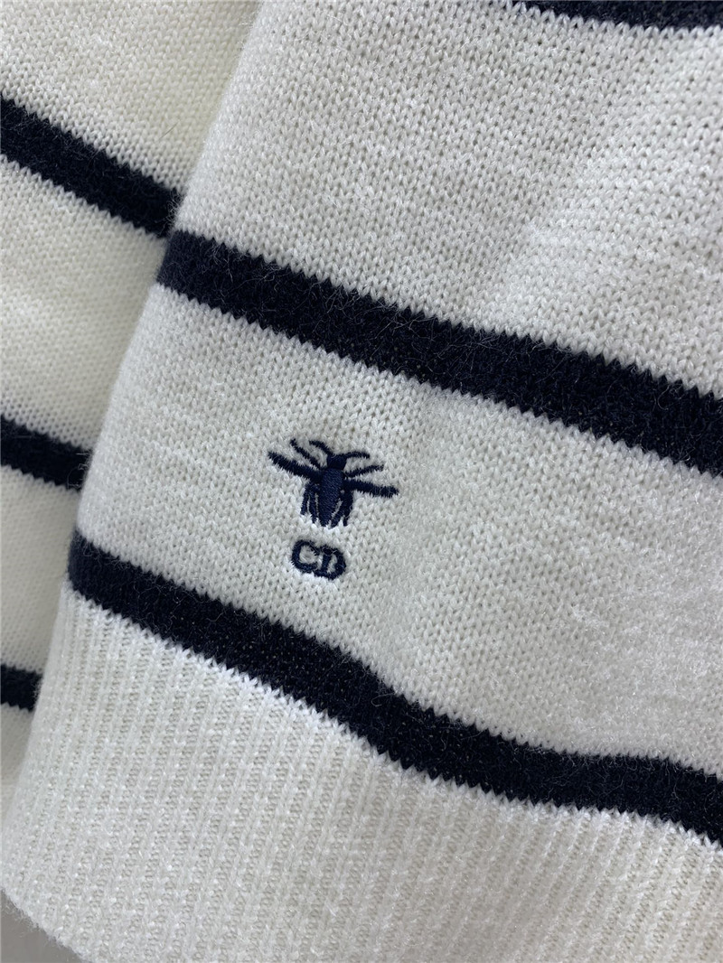 D10r sailor collar zipper knit sweater in white