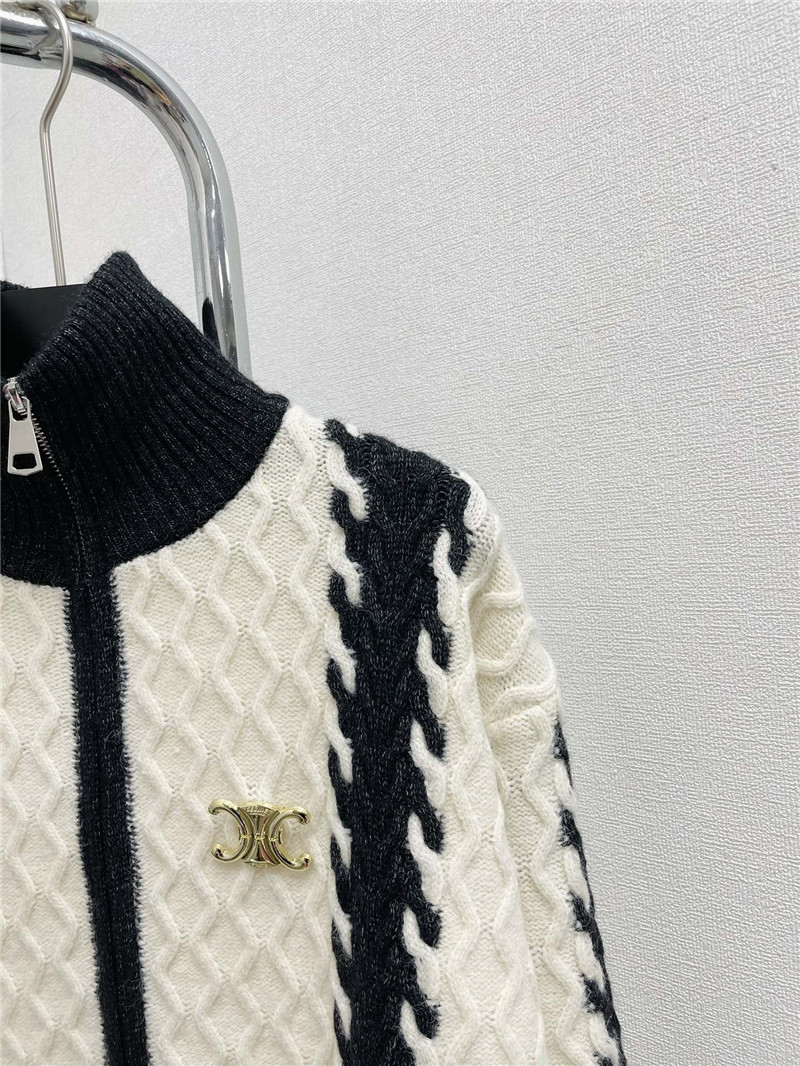 Ce1i*e stand collar cardigan