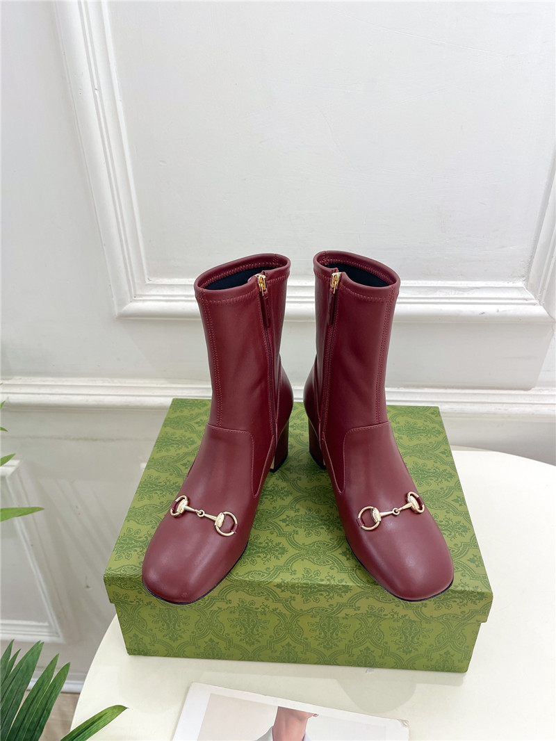 Gvc*1 horsebit leather ankle boots in burgundy