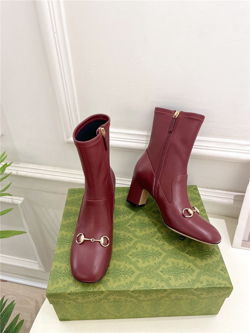 Gvc*1 horsebit leather ankle boots in burgundy
