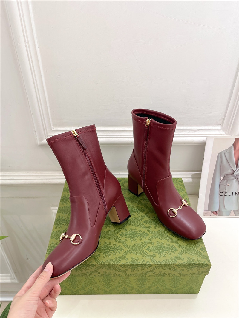 Gvc*1 horsebit leather ankle boots in burgundy