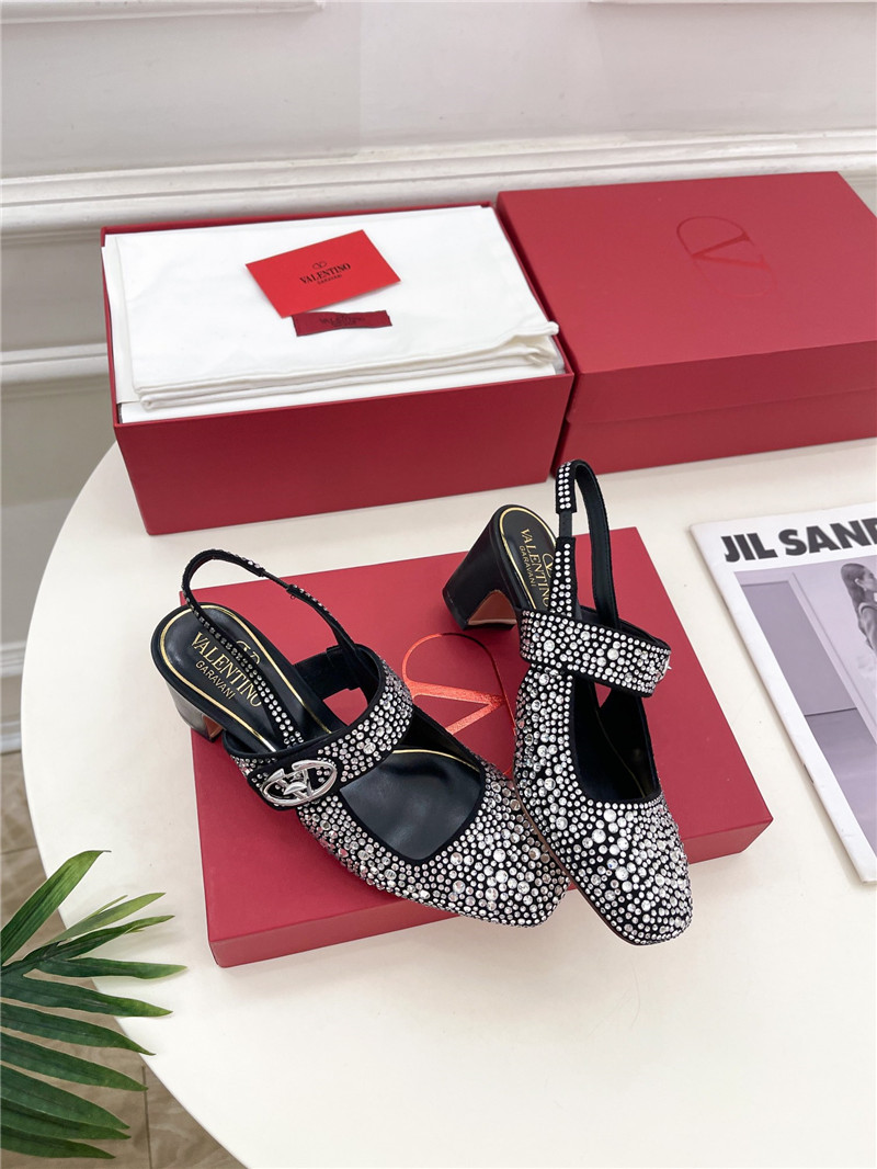 Va1e*ntin0 vlogo locker crystal black mary-jane slingbacks
