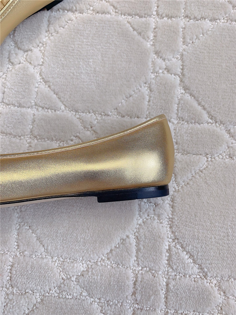 J1m*y Ch00 elme flats in gold metallic nappa leather