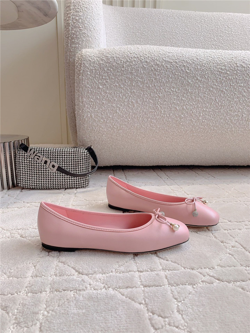 J1m*y Ch00 elme flats in rose nappa leather
