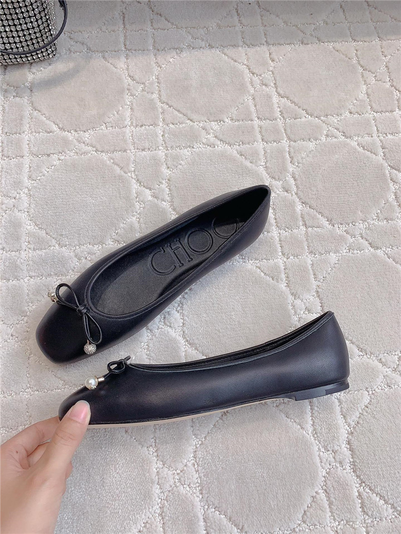 J1m*y Ch00 elme flats in black nappa leather