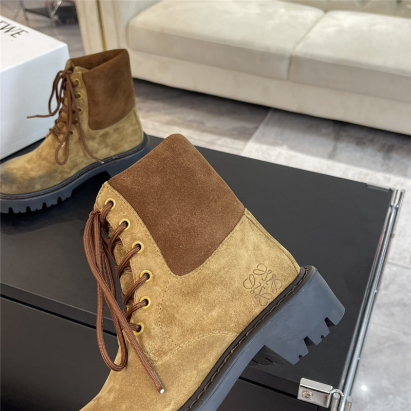 L0ew* sierra combat suede ankle boot in brown