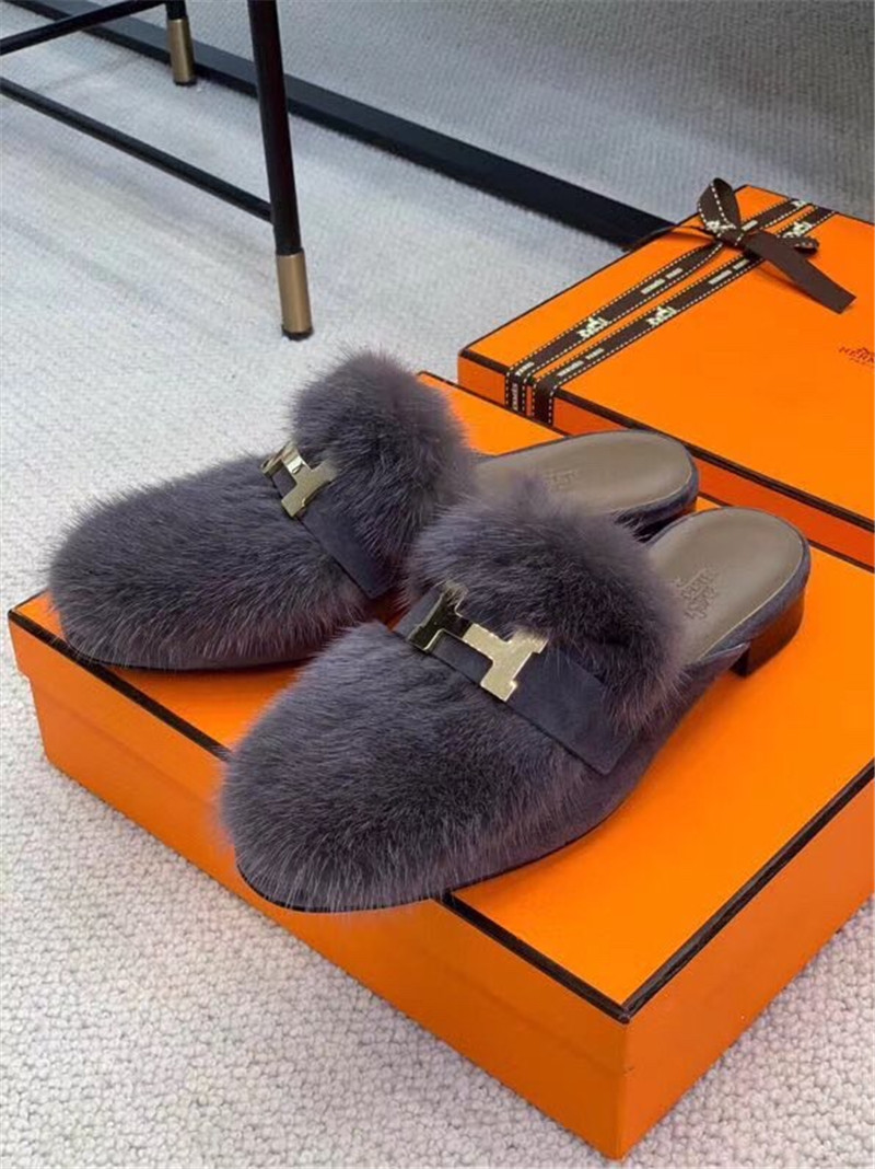 H**me5 paris loafer slippers in purple suede mink