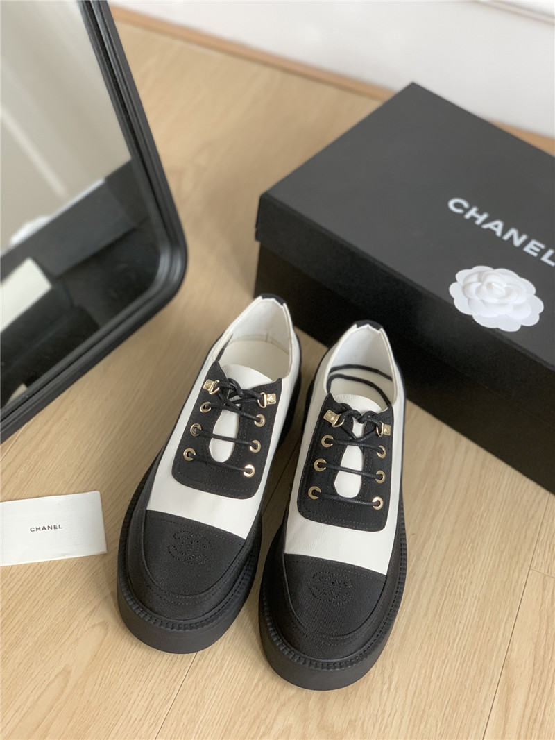 Ch**el white and black suede calfskin oxfords