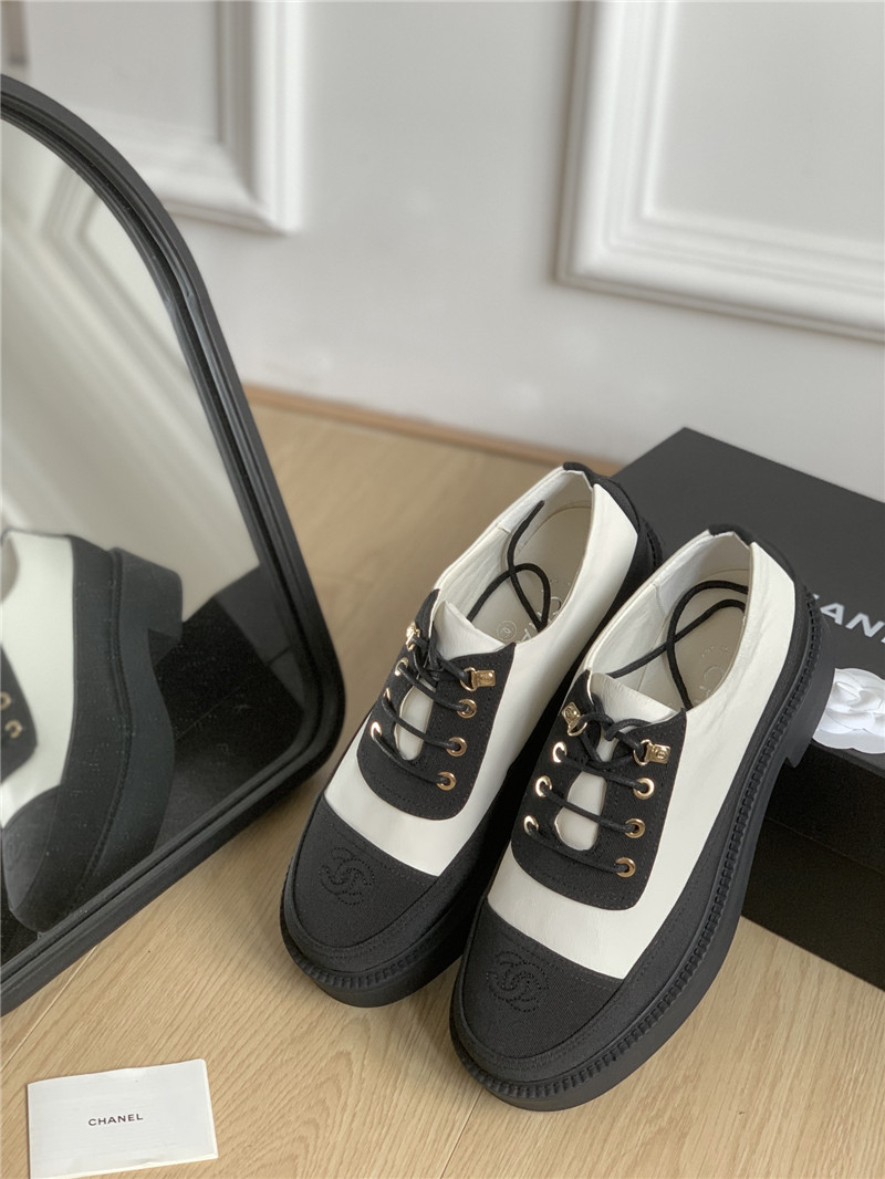 Ch**el white and black suede calfskin oxfords