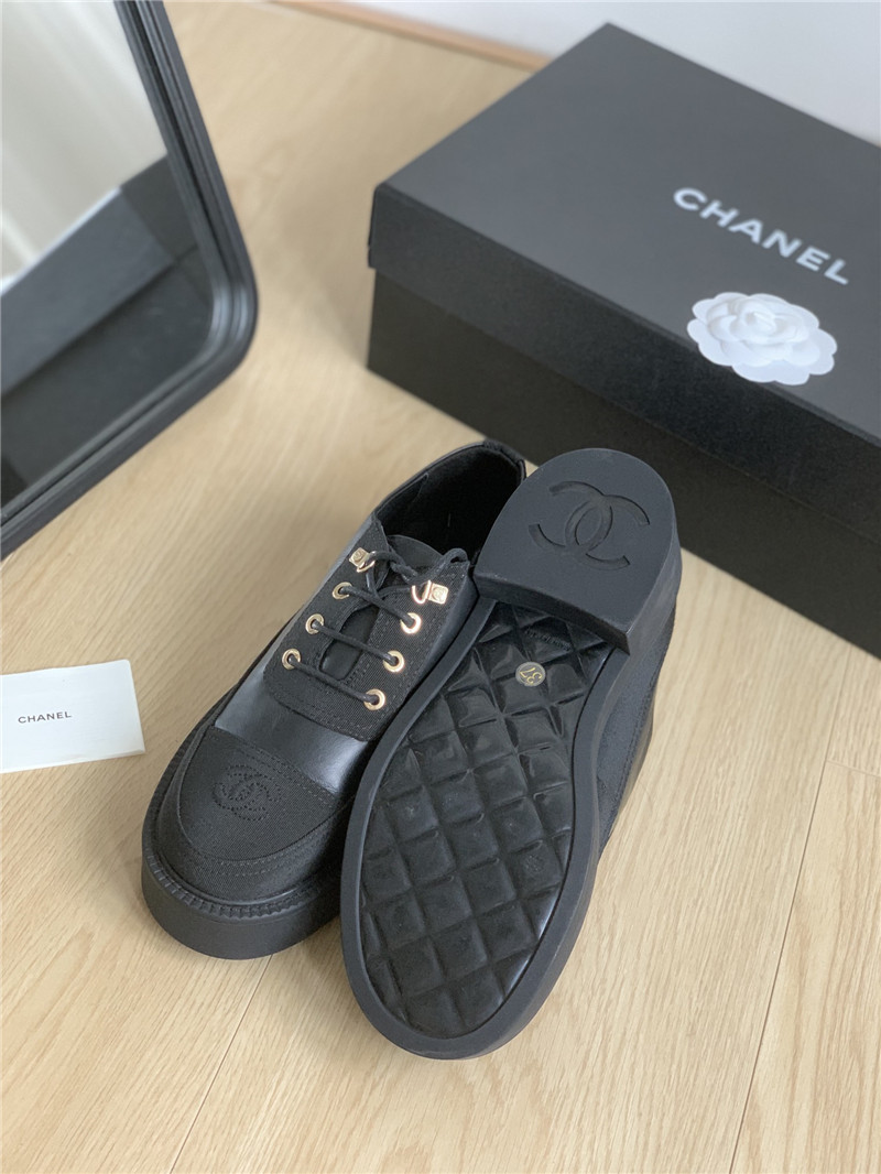 Ch**el black suede calfskin lace-up oxfords