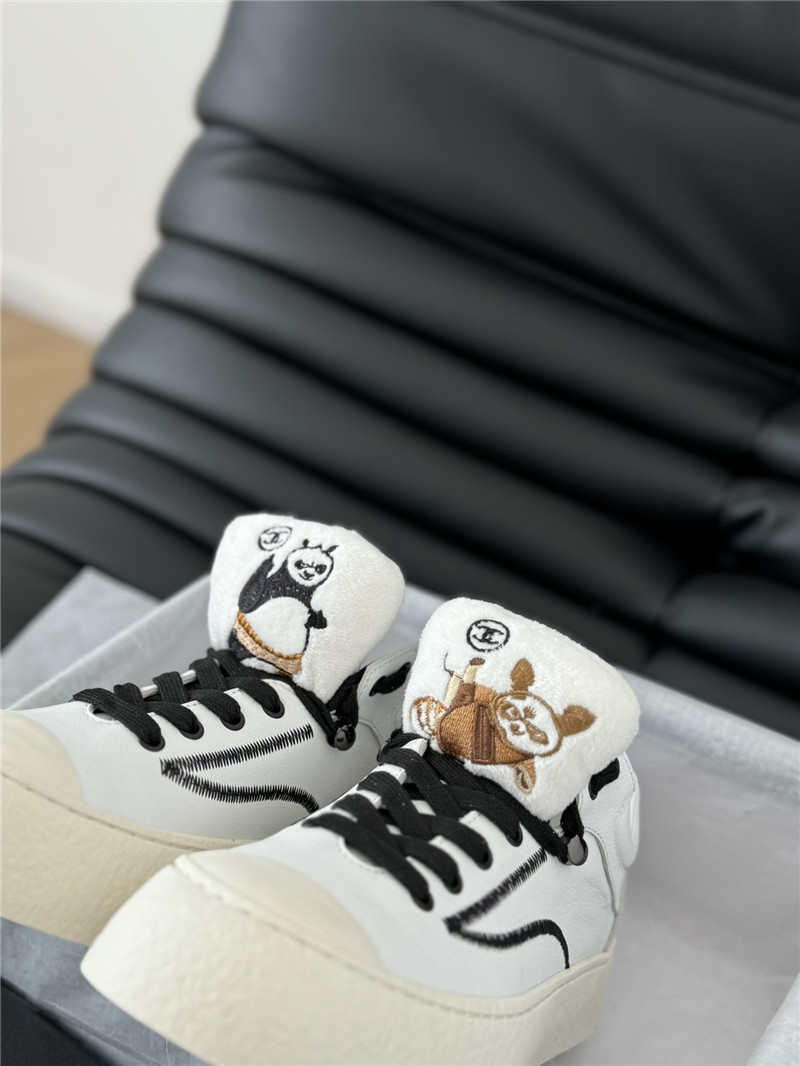 Ch**el white lace-up low top sneakers