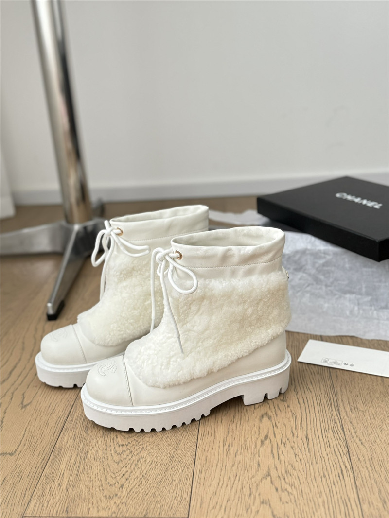 Ch**el wool white ankle boots