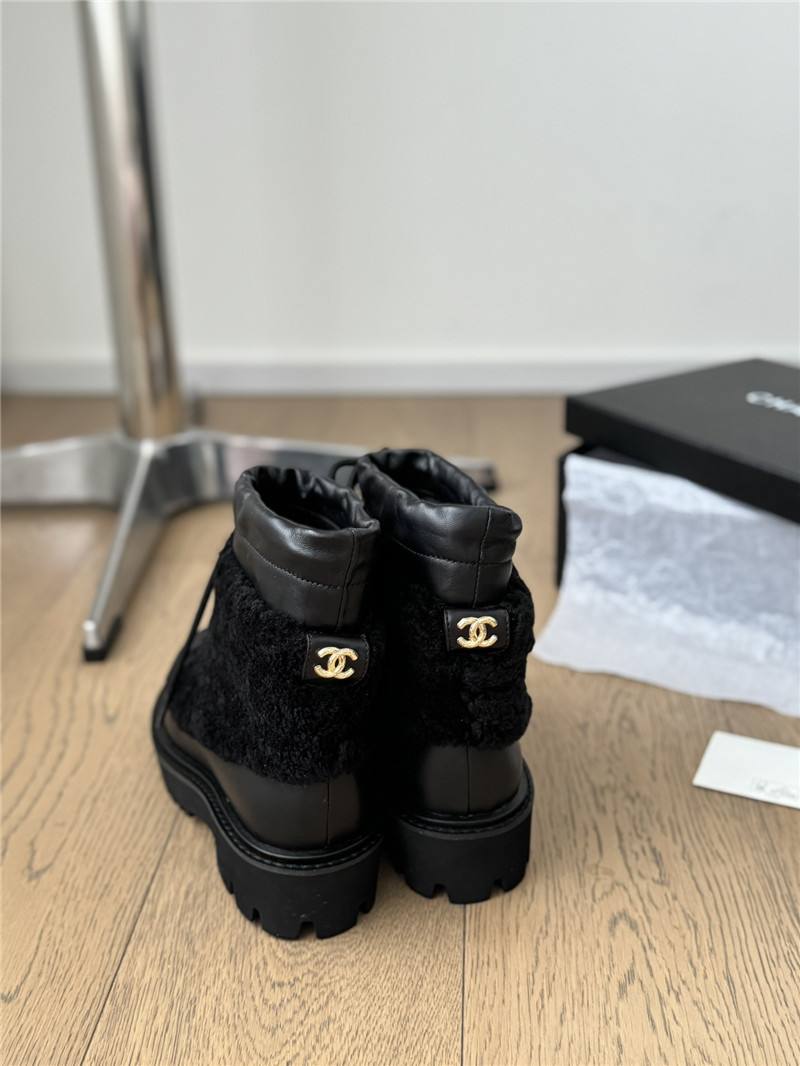 Ch**el calfskin wool ankle boots