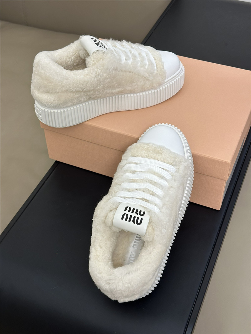 Miu Miu White Shearling Sneakers