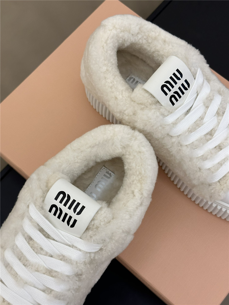 Miu Miu White Shearling Sneakers