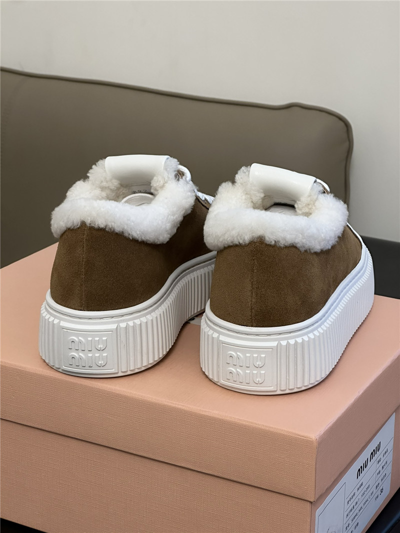 Miu Miu Shearling-Lined Suede Sneakers