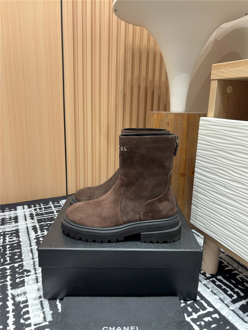 Ch**el platform suede leather ankle boots