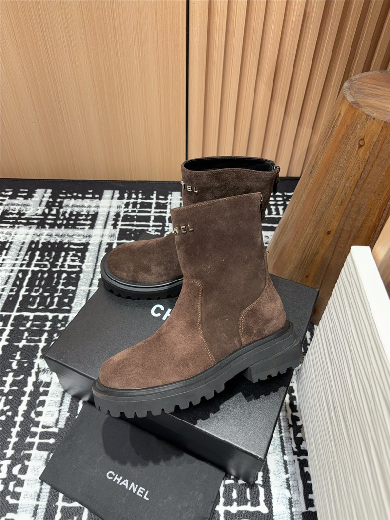 Ch**el platform suede leather ankle boots