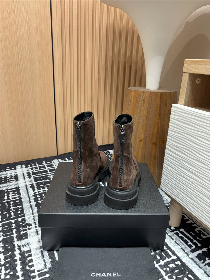Ch**el platform suede leather ankle boots